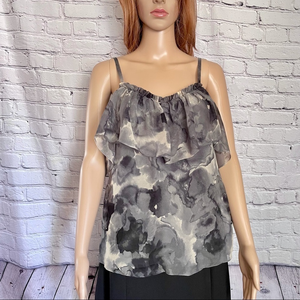 Rebecca Taylor Silk Strap Top Abstract Gray Size 0 US XS